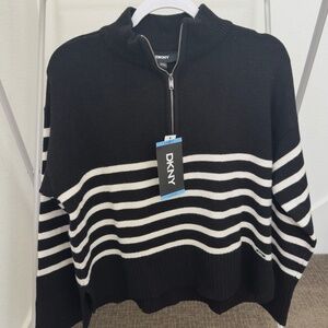 DKNY Women's Quarter-Zip Sweater (black)